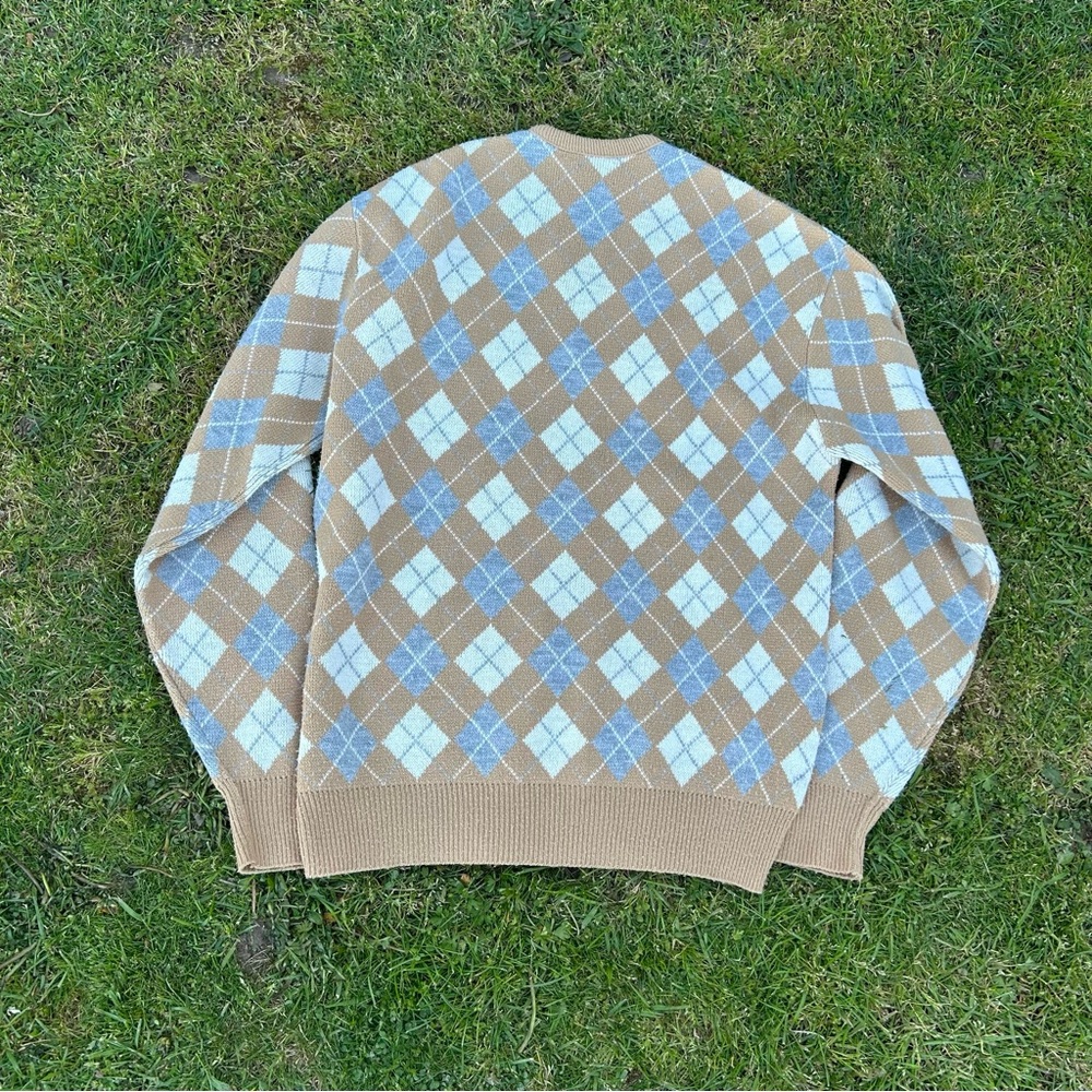 Vintage Clothes Lion Argyle Multicolor Pullover V-Neck Sweater Men’s L USA Made - Picture 8 of 10